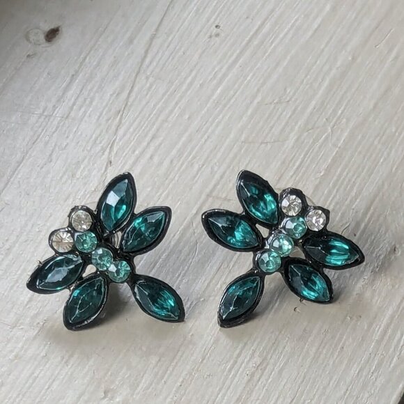 Dragonfly Rhinestone Earrings Costume Jewelry Victorian Art Deco Cocktail Boho - Picture 5 of 5